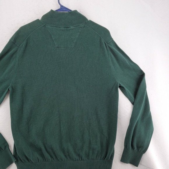 NAUTICA Sweater Men's Long Sleeve 1/4 Zip High Neck Sailboat Green Large - Picture 11 of 12